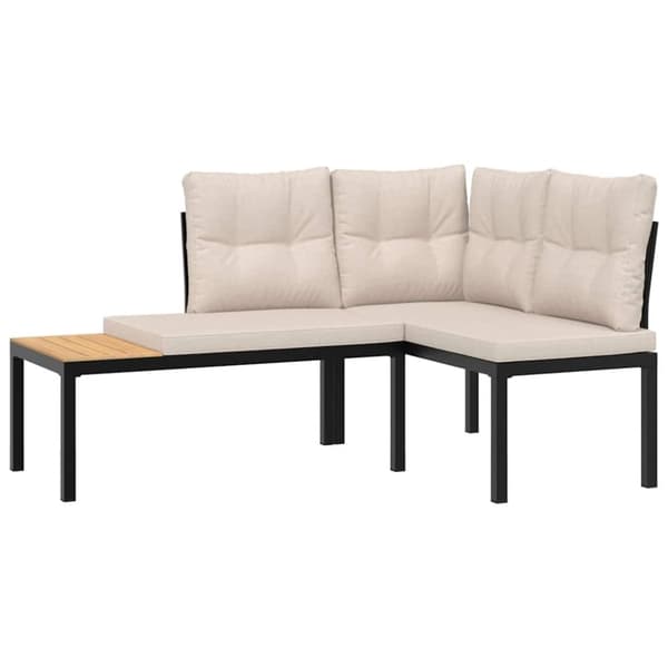 vidaXL sofasæt til haven 4 dele med hynder pulverlakeret stål sort