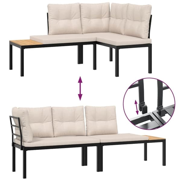 vidaXL sofasæt til haven 4 dele med hynder pulverlakeret stål sort