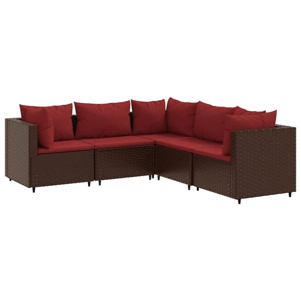 vidaXL Loungegrupp med dynor 5 delar brun konstrotting