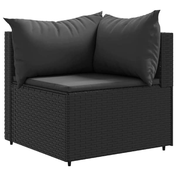 vidaXL Loungegrupp för trädgården med dynor 9 delar svart konstrotting