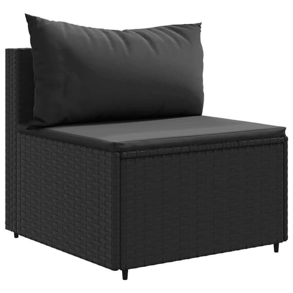 vidaXL Loungegrupp för trädgården med dynor 9 delar svart konstrotting