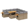 Miniatyrbillede 3 af 4: vidaXL sofasæt til haven 9 dele med hynder polyrattan beige