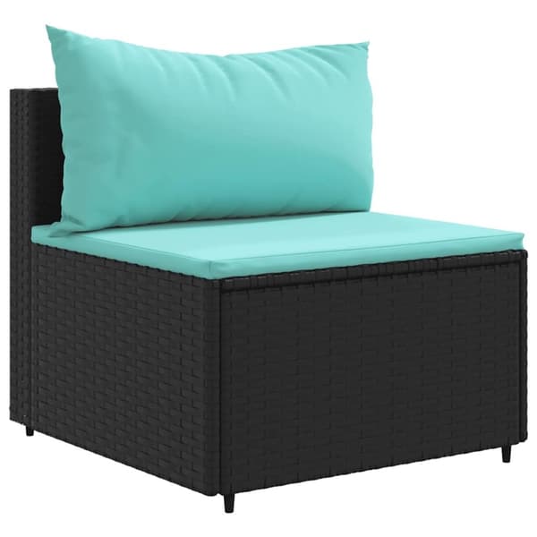 vidaXL loungesæt til haven 6 dele med hynder polyrattan sort