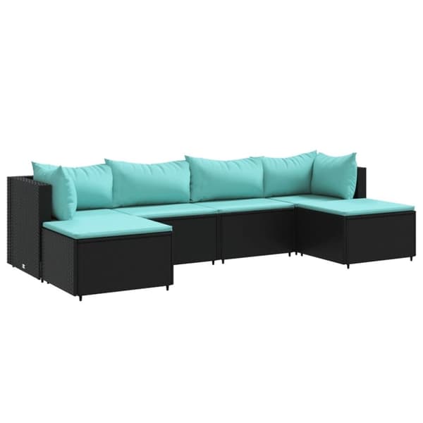vidaXL Loungegrupp med dynor 6 delar svart konstrotting
