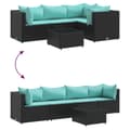 Miniatyrbillede 7 af 11: vidaXL loungesæt til haven 5 dele med hynder polyrattan sort