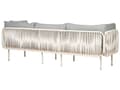 Miniatyrbild 10 av 11: Trädgårdssoffa med Fotpall Bord Dynor Grå Tyg Vit Aluminiumram Ryggstöd med Repväv