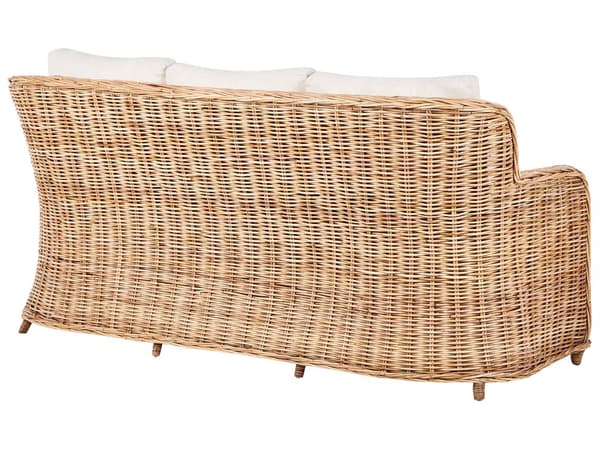 Loungesett Natur Rotting 3-seters sofa 2 lenestoler Hvite sitteputer med avtakbare trekk Moderne og rustikk stil Hagemøbler