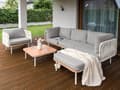 Miniatyrbillede 4 af 11: Loungesæt Grå 3 Personers Udendørs Havesofa med Fodskammel og Sofabord til Terrasse Have Indretning