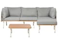 Miniatyrbillede 1 af 11: Loungesæt Grå 3 Personers Udendørs Havesofa med Fodskammel og Sofabord til Terrasse Have Indretning