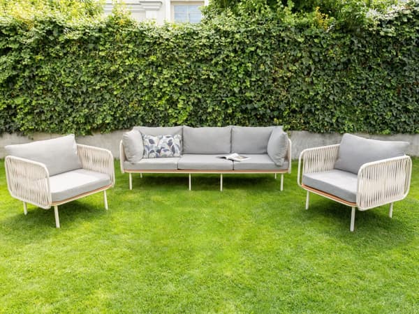 Loungesæt Grå 5 Personers Udendørs Havesofa med Lænestole og Sofabord til Terrasse Have Indretning
