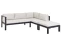 Miniatyrbilde 6 av 11: 5-seters loungesett Svart metallramme Off-white sitteputer Bord med glassplate Moderne og skandinavisk stil Hagemøbler