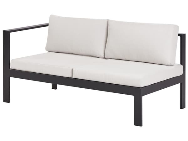 5-seters loungesett Svart metallramme Off-white sitteputer Bord med glassplate Moderne og skandinavisk stil Hagemøbler