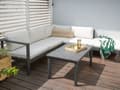 Miniatyrbilde 2 av 11: 5-seters loungesett Svart metallramme Off-white sitteputer Bord med glassplate Moderne og skandinavisk stil Hagemøbler