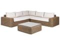 Miniatyrbilde 6 av 11: Hagesett Brun Flettet PE-rotting Hjørnesofa Modular med Ottoman Grå Puter Utendørs