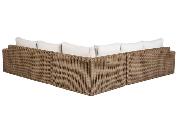 Hagesett Brun Flettet PE-rotting Hjørnesofa Modular med Ottoman Grå Puter Utendørs