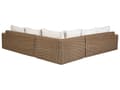 Miniatyrbilde 7 av 11: Hagesett Brun Flettet PE-rotting Hjørnesofa Modular med Ottoman Grå Puter Utendørs
