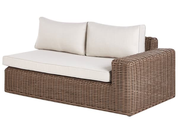 Hagesett Brun Flettet PE-rotting Hjørnesofa Modular med Ottoman Grå Puter Utendørs