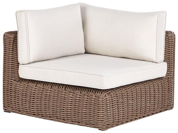 Hagesett Brun Flettet PE-rotting Hjørnesofa Modular med Ottoman Grå Puter Utendørs