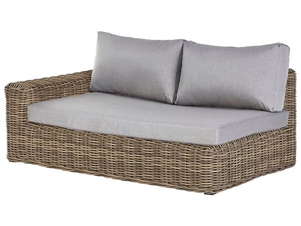 Hagesett Lysebrun Flettet PE-rotting Hjørnesofa Modular med Ottoman Grå Puter Utendørs