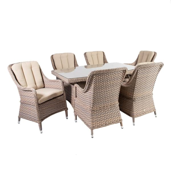 Ruokailuryhmä EDEN puutarhaan, pöytä + 6 tuolia, beige