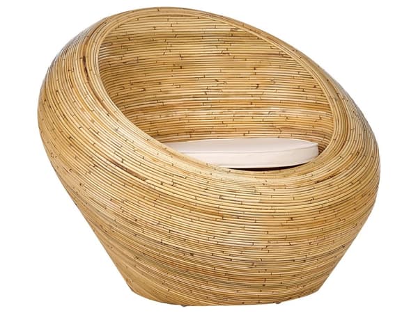 Hagesofasett Naturrotting med Sitteputer Beige 2 seters Lenestoler Innendørs Utendørs Boho Style