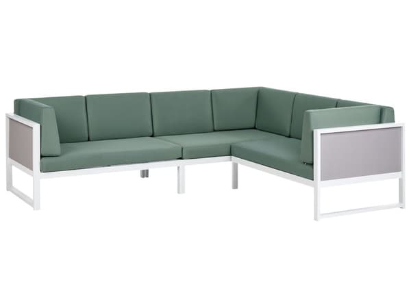 Loungesæt i Grøn Aluminium 120 x 70 x 45 cm Hjørne Havesofa Modulær Lounge Møbler med Lamel Sofabord til Terrasse Udendørs Indretning Design