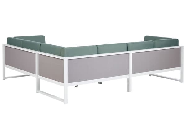 Loungesæt i Grøn Aluminium 120 x 70 x 45 cm Hjørne Havesofa Modulær Lounge Møbler med Lamel Sofabord til Terrasse Udendørs Indretning Design