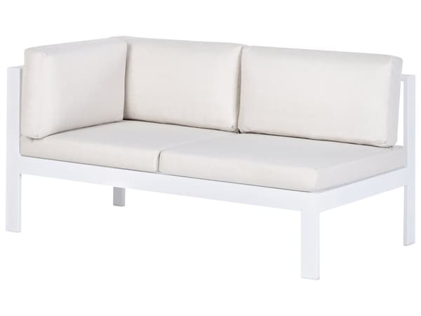 5-seters Hagesofasett Hvit Metallramme Off-White Puter Bord med Glassplate Moderne Skandinavisk Utendørs Samtalesett