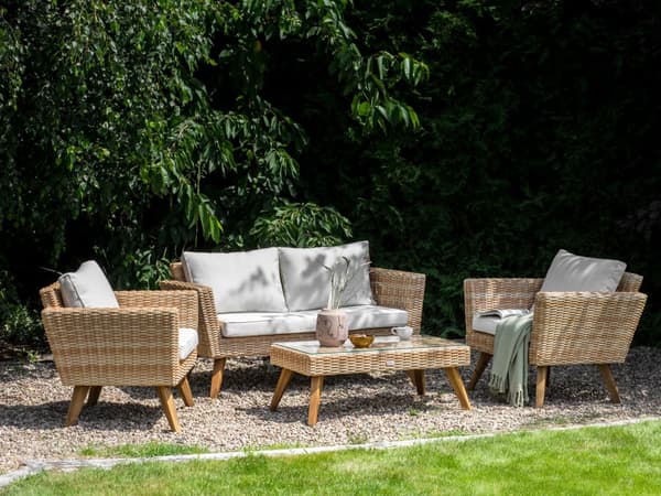 Uteplass Sett Off-White Rotting 2 Seter 2 Stoler Off-White Puter Utendørs Landlig
