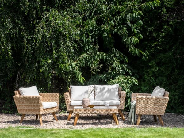 Uteplass Sett Off-White Rotting 2 Seter 2 Stoler Off-White Puter Utendørs Landlig