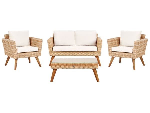 Uteplass Sett Off-White Rotting 2 Seter 2 Stoler Off-White Puter Utendørs Landlig