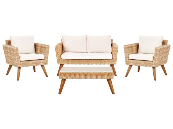 Uteplass Sett Off-White Rotting 2 Seter 2 Stoler Off-White Puter Utendørs Landlig