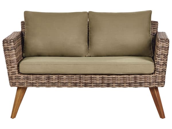 Loungesæt Rattan 4 Personers Udendørs Havesofa med Lænestole og Sofabord til Terrasse Have Indretning