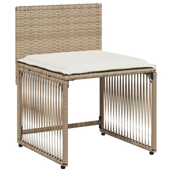 vidaXL spisebordssæt til haven 7 dele med hynder polyrattan beige
