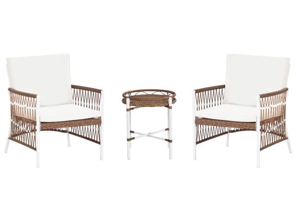 Bistrosett Hvit Aluminium Polyester 2 stoler 1 bord Sitteputer med avtakbare trekk UV- og rustbestandig Moderne design Balkongmøbler