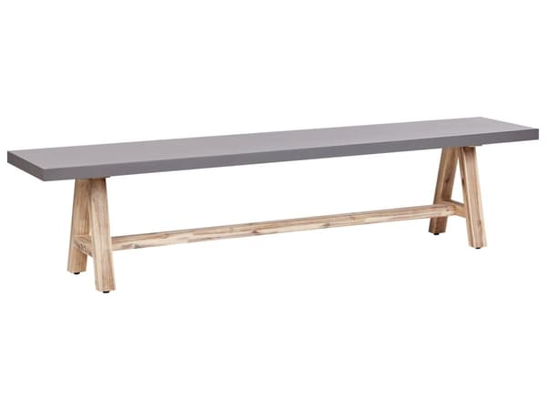 Utespisesett Grå Fibersement Lyst Akasietre Spisebord med 2 Benker Industriell design