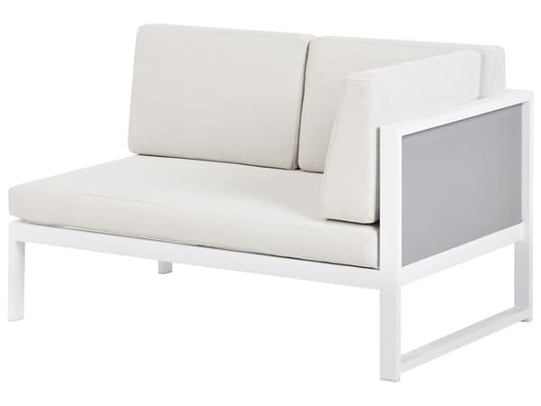 Loungesæt i Råhvid Aluminium 120 x 70 x 45 cm Hjørne Havesofa Modulær Lounge Møbler med Lamel Sofabord til Terrasse Udendørs Indretning Design