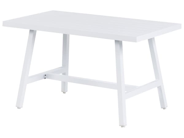 Loungesæt i Råhvid Aluminium 120 x 70 x 45 cm Hjørne Havesofa Modulær Lounge Møbler med Lamel Sofabord til Terrasse Udendørs Indretning Design
