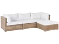 Miniatyrbillede 7 af 11: Loungesæt Hvid Rattan 4 Personers Udendørs Lounge Havesofa Venstrevendt Chaiselong med Bord Fodskammel til Terrasse med Hynder Vandtæt