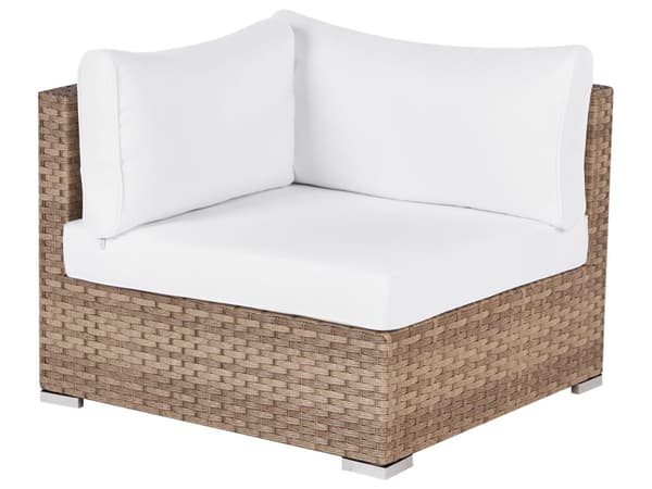Loungesæt Hvid Rattan 4 Personers Udendørs Lounge Havesofa Venstrevendt Chaiselong med Bord Fodskammel til Terrasse med Hynder Vandtæt