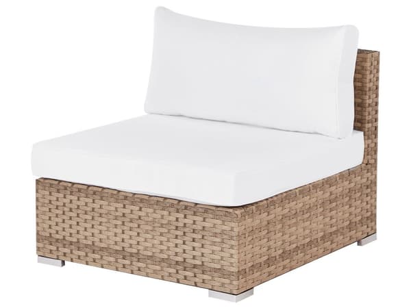 Loungesæt Hvid Rattan 4 Personers Udendørs Lounge Havesofa Venstrevendt Chaiselong med Bord Fodskammel til Terrasse med Hynder Vandtæt