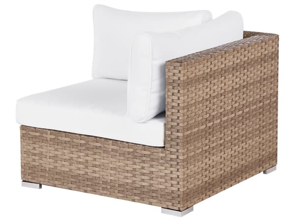 Loungesæt Hvid Rattan 4 Personers Udendørs Lounge Havesofa Venstrevendt Chaiselong med Bord Fodskammel til Terrasse med Hynder Vandtæt
