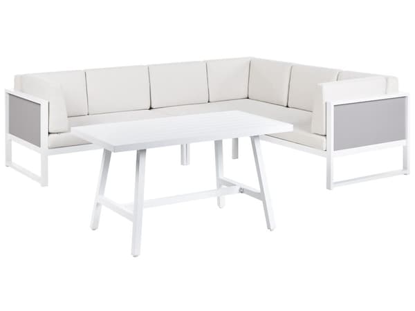 Loungegrupp Vit Aluminiumram Off-White Dynor Modulär L-formad Utomhus