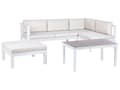 Miniatyrbild 6 av 11: 5-sits Loungegrupp Vit Metallram Off-White Dynor Bord med Bordsskiva i Glas Modern Skandinavisk Trädgård Uteplats