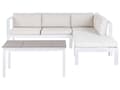 Miniatyrbild 1 av 11: 5-sits Loungegrupp Vit Metallram Off-White Dynor Bord med Bordsskiva i Glas Modern Skandinavisk Trädgård Uteplats