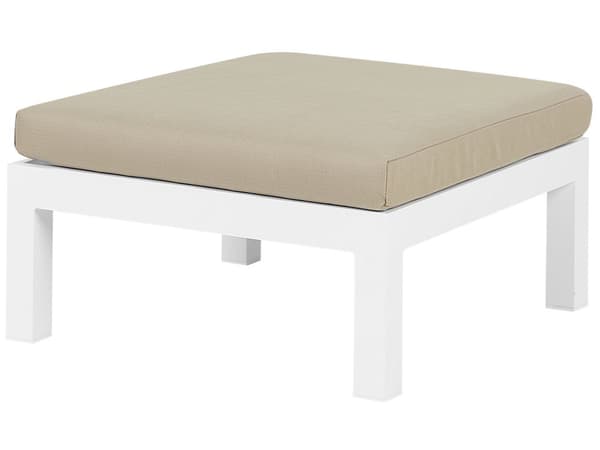 5-seters utendørs loungesett Hvit Sandbeige Metallramme Bord med glassplate Sitteputer Moderne og skandinavisk stil Hagemøbler Sittegruppe