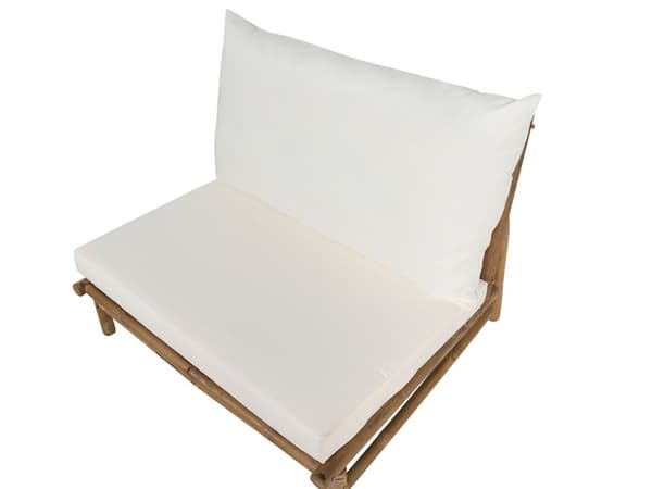 Loungegrupp med 2 Sittplatser i Bambu Ljust trä och Off-white Ryggstöd Sittdynor med Soffbord Inomhus- och Utomhus Modern Design