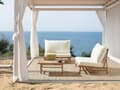 Miniatyrbild 2 av 11: Loungegrupp med 2 Sittplatser i Bambu Ljust trä och Off-white Ryggstöd Sittdynor med Soffbord Inomhus- och Utomhus Modern Design