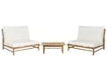 Miniatyrbild 1 av 11: Loungegrupp med 2 Sittplatser i Bambu Ljust trä och Off-white Ryggstöd Sittdynor med Soffbord Inomhus- och Utomhus Modern Design