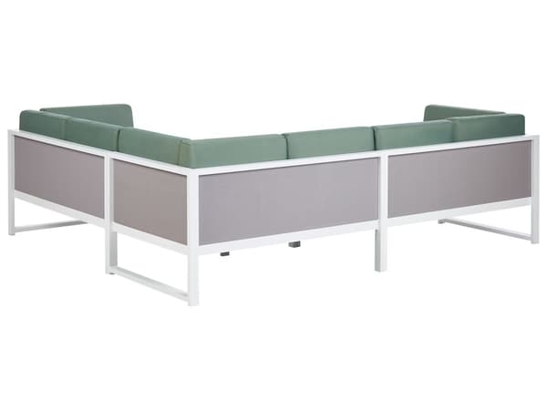 Loungegrupp Vit Aluminiumram Gröna Dynor Modulär L-formad Utomhus